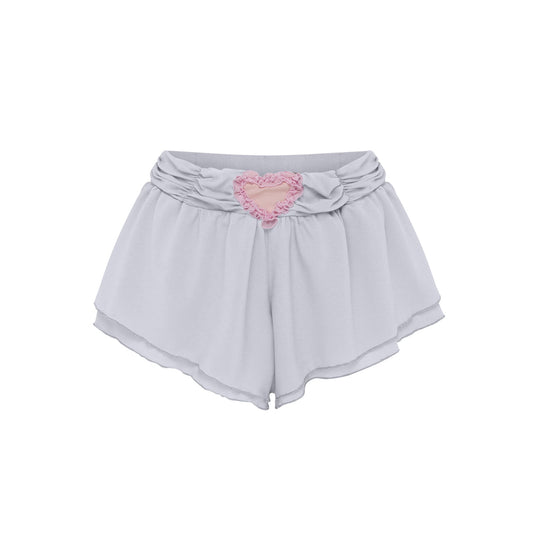 Shorts with Heart and Draping in Grey