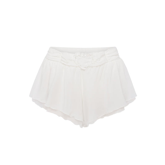 Shorts with Heart and Draping in White