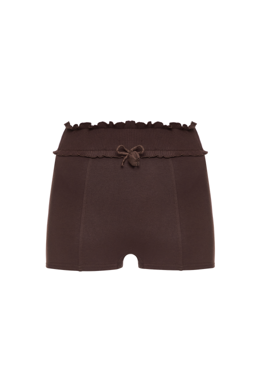 Shorts with Waistband in Brown
