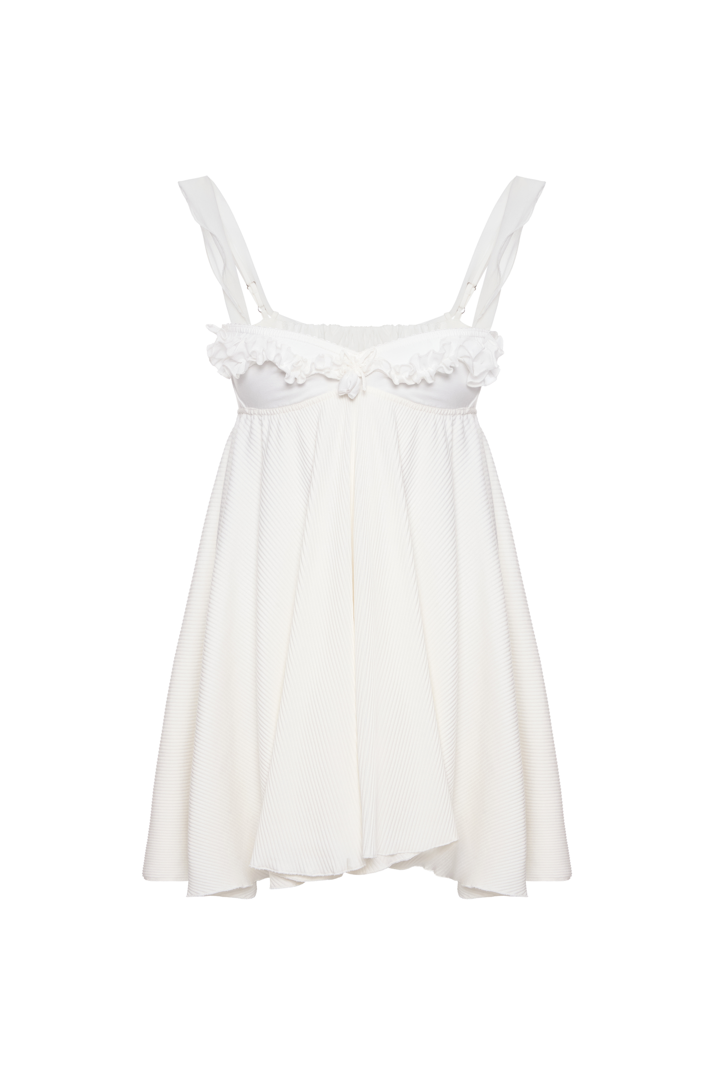 Dress with Ruffles in White