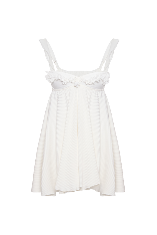 Dress with Ruffles in White