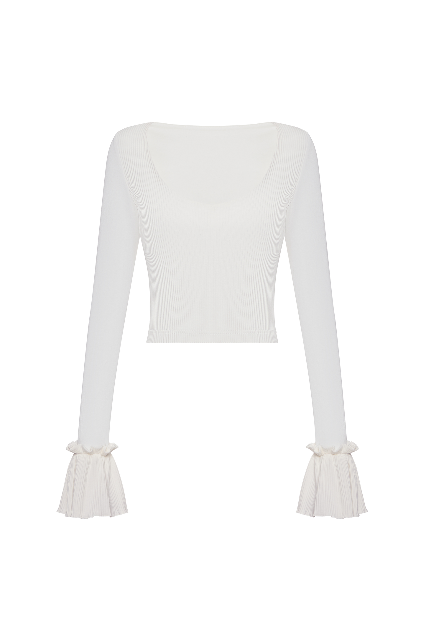 Long Sleeve with Ruffles in White