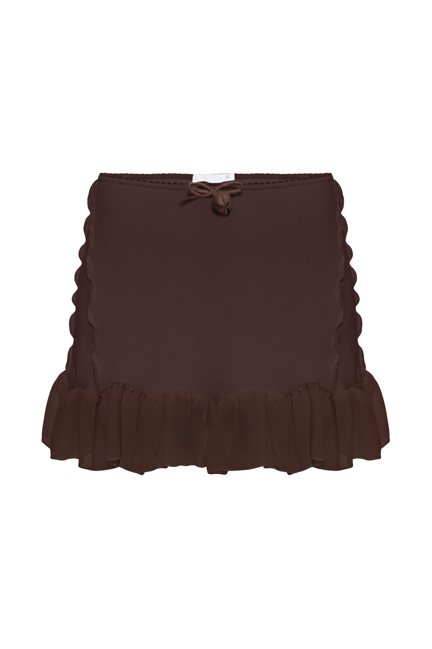 Skort with Ruffles in Brown