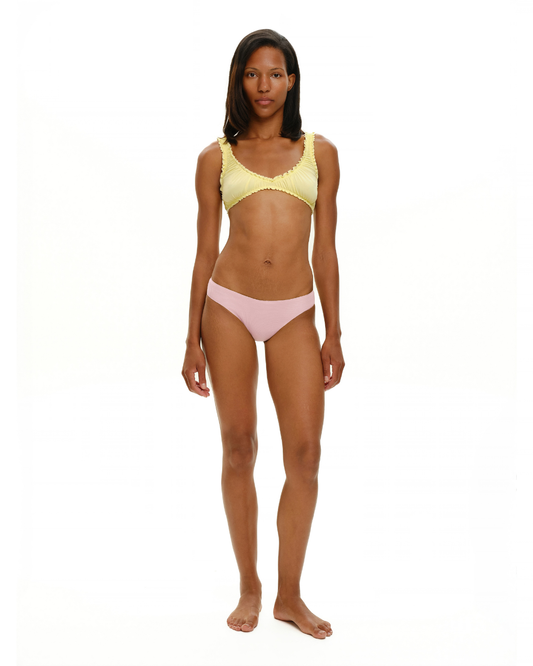 Pink seamless tanga underwear, high-cut leg with smooth edges