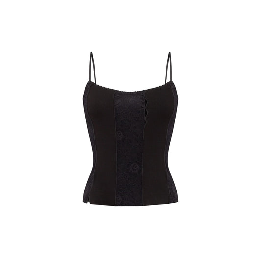 Tank Top with Lace in Black