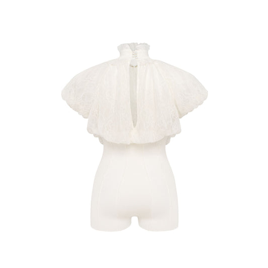 Jumpsuit with Voluminous Bust in White