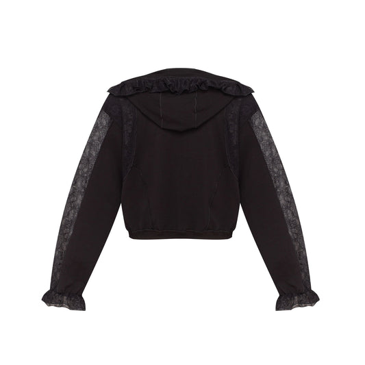 Hoodie with Lace in Black