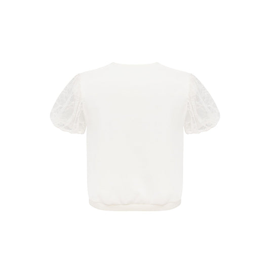 T-Shirt with Decorative Cutout in White