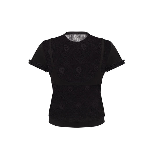 T-Shirt with Bra Imitation in Black