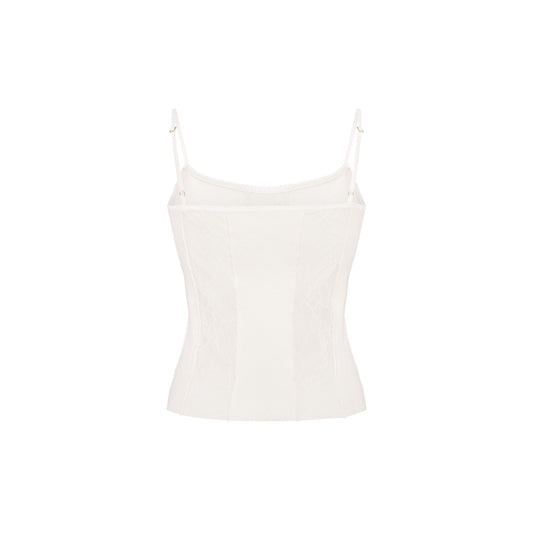 Tank Top with Lace in White