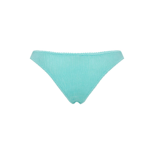 Mint bikini bottoms with smooth front and no ruffle detail