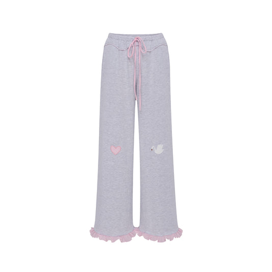 Pants with Heart and Swan in Grey