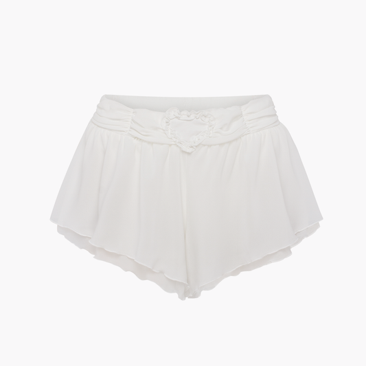 Shorts with Heart and Draping in White