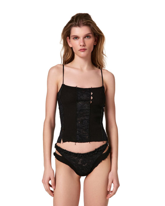 Tank Top with Lace in Black