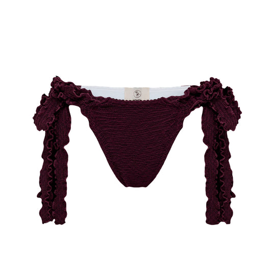 Bikini tanga bottoms with ties in brown