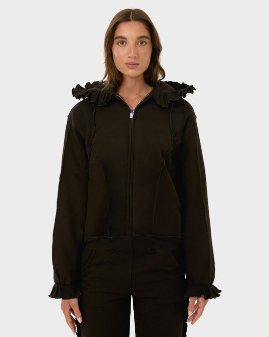 Hoodie with Zipper in Black