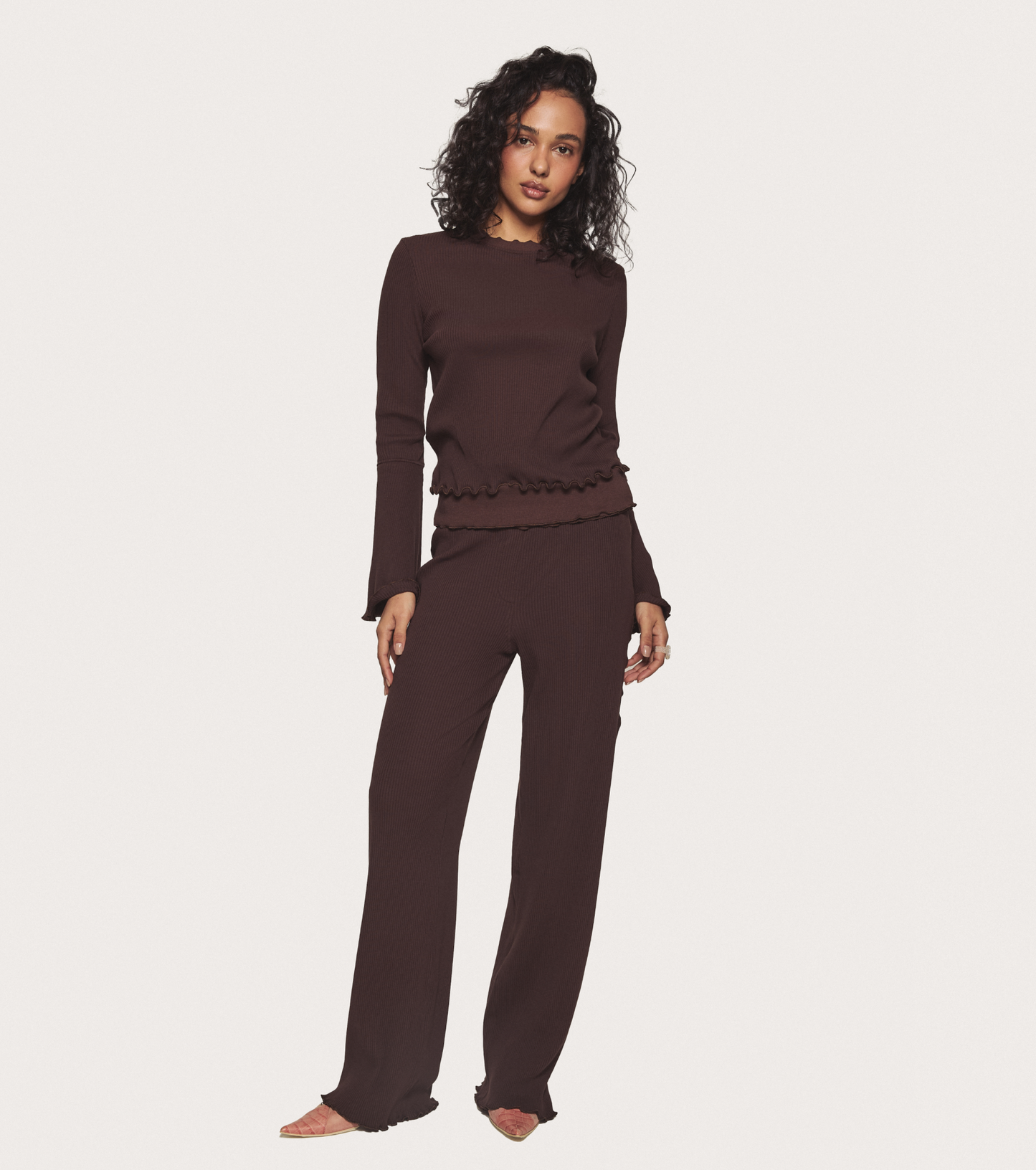 Wavy Long Sleeve in Brown
