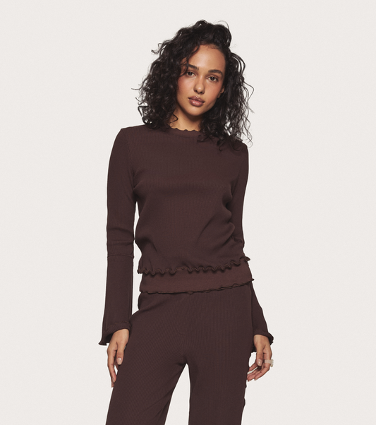 Wavy Long Sleeve in Brown
