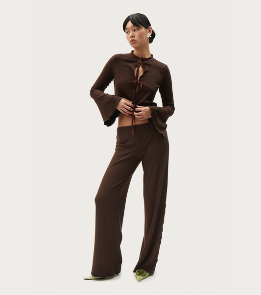 Cardigan with Ties in Brown