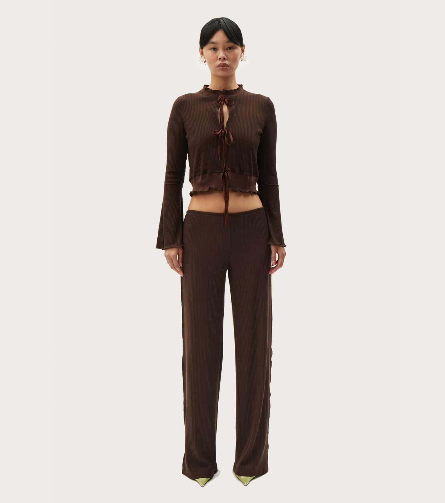 Cardigan with Ties in Brown