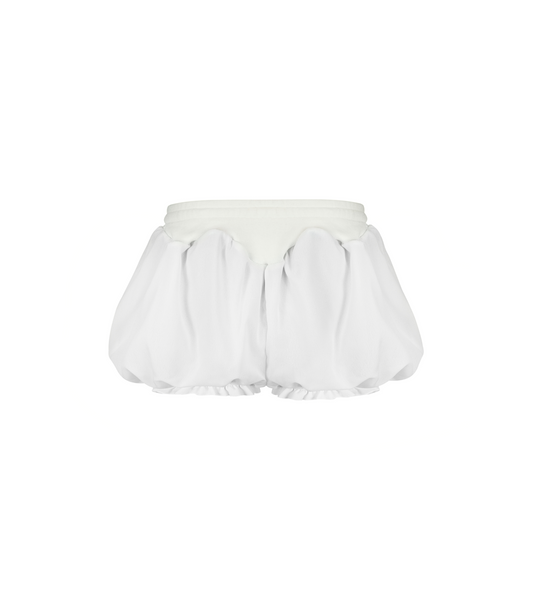 Micro Shorts with Ruffles in White