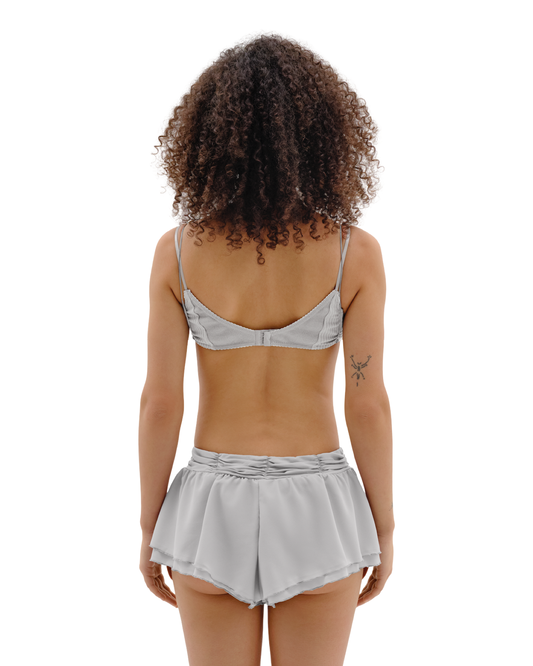 Shorts with Heart and Draping in Grey