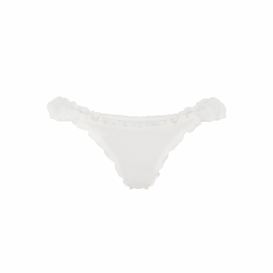 White tanga with frilled edges and scalloped trim