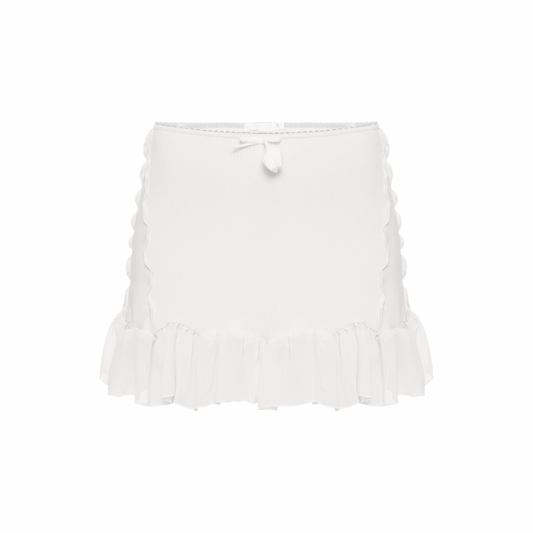 Skort with Ruffles in White
