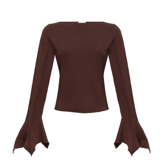 Drape Long-Sleeve in Brown