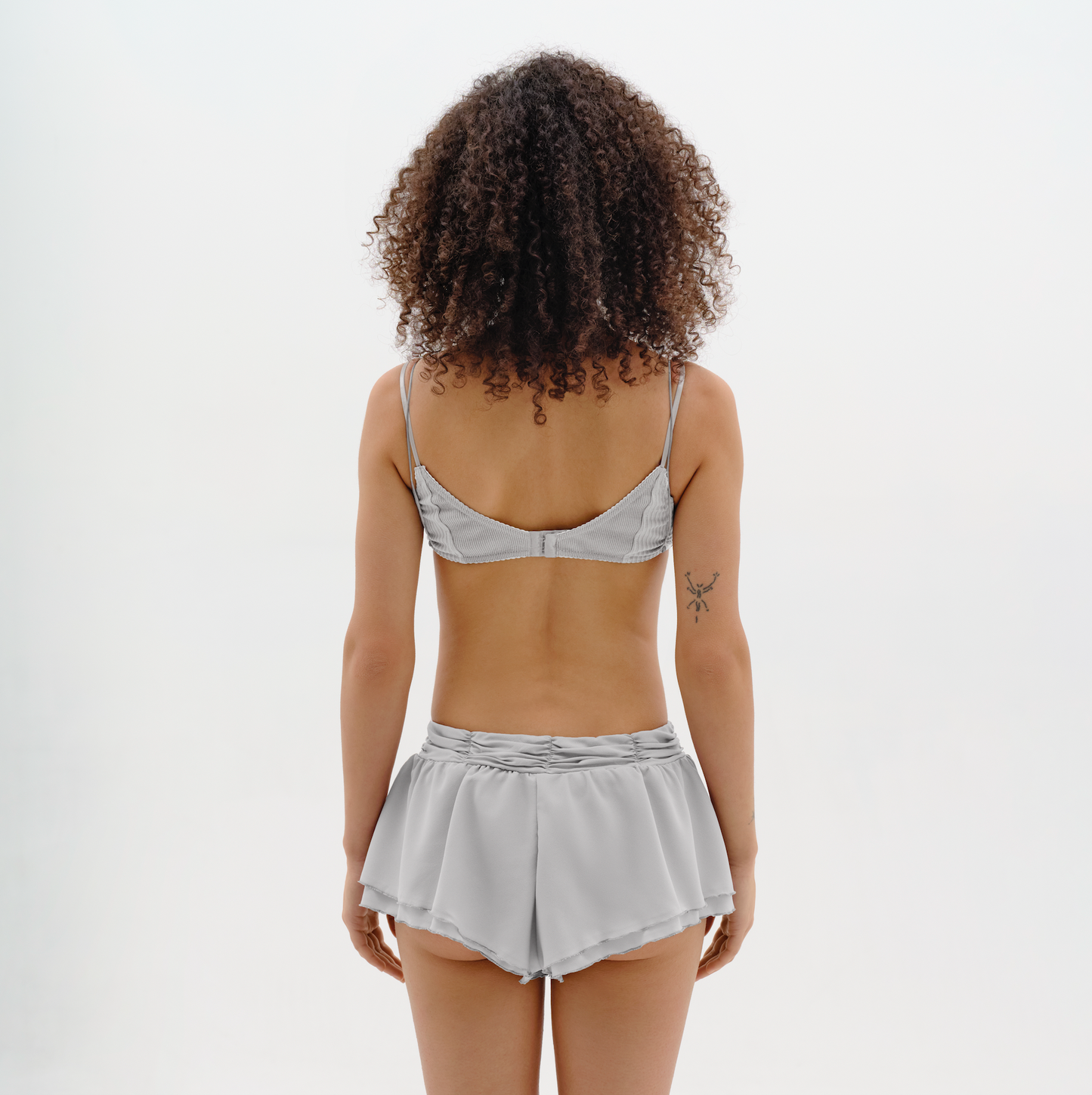 Shorts with Heart and Draping in Grey