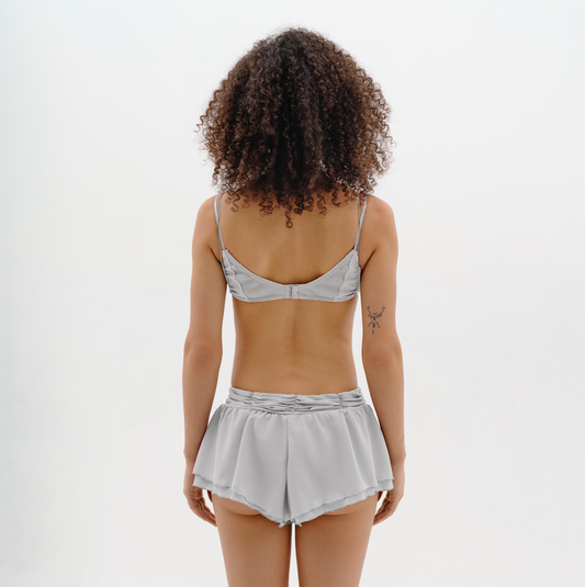 Shorts with Heart and Draping in Grey