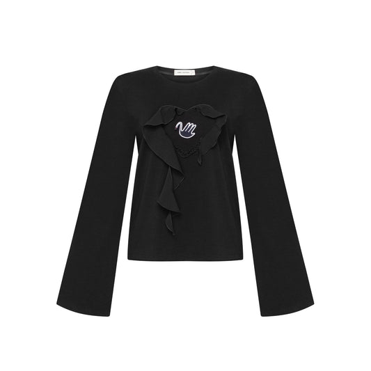 Top with Heart and Swan in Brown