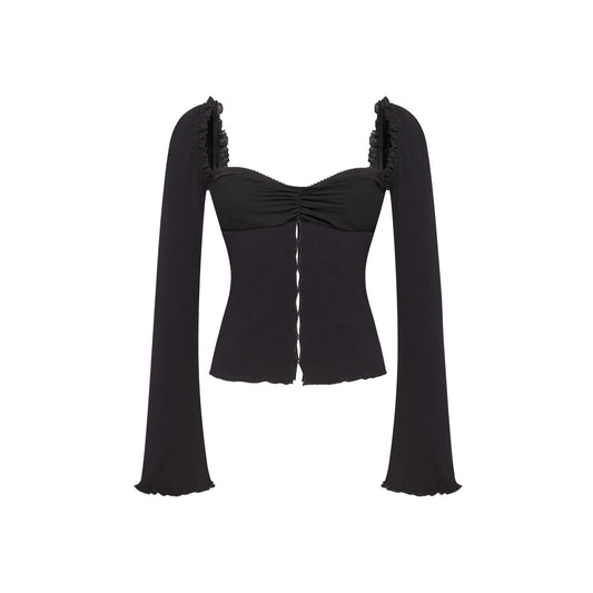 Top with Draped Neckline in Black