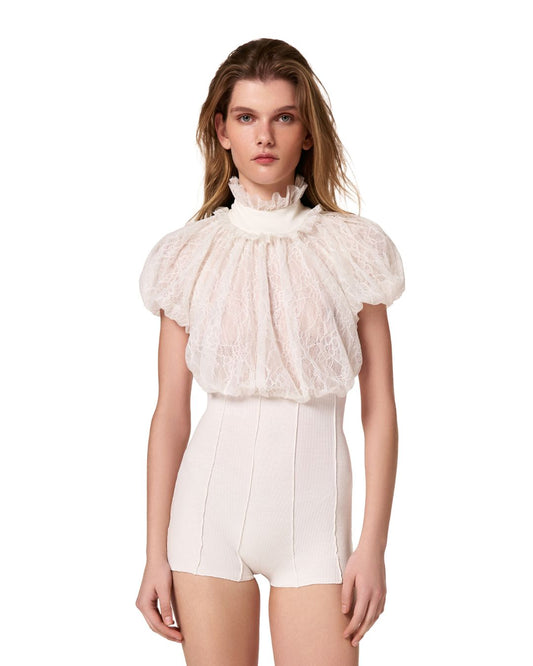 Jumpsuit with Voluminous Bust in White