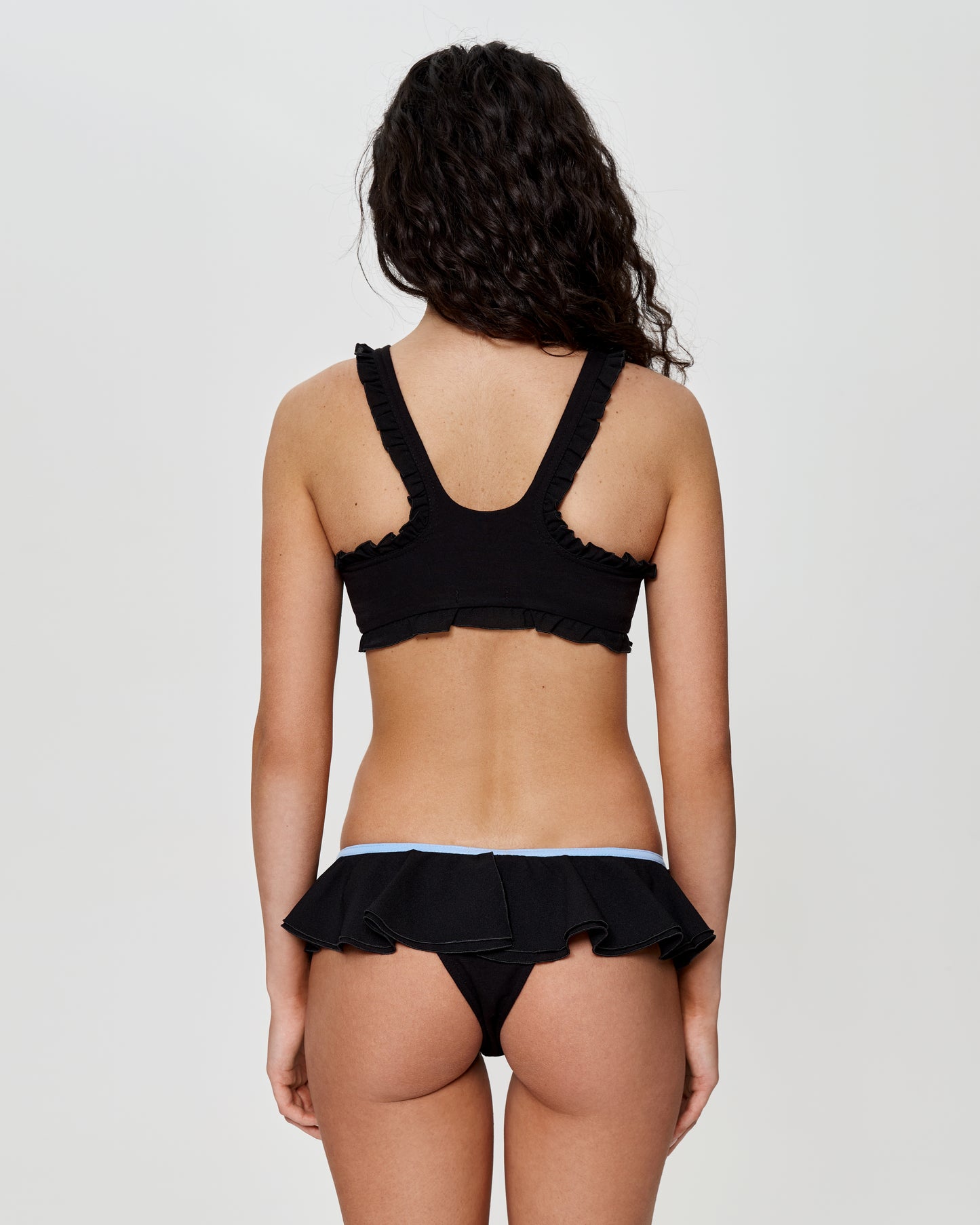 Tanga with Ruffles and Heart in Black