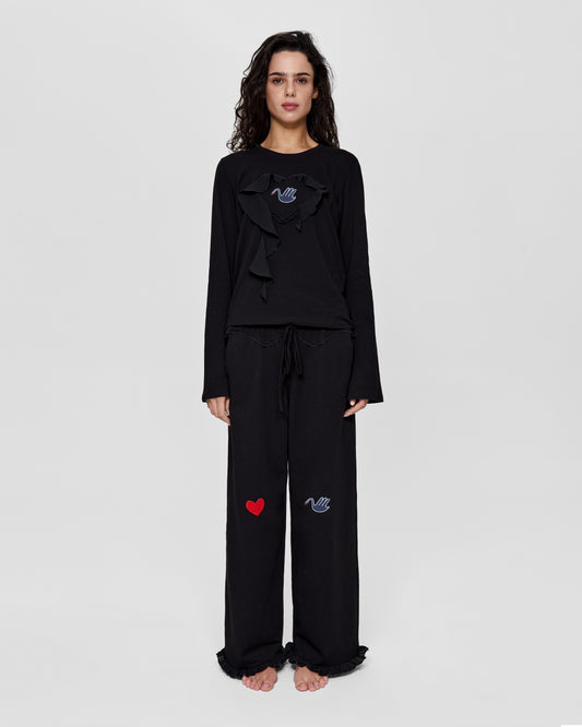 Top with Heart and Swan in Brown