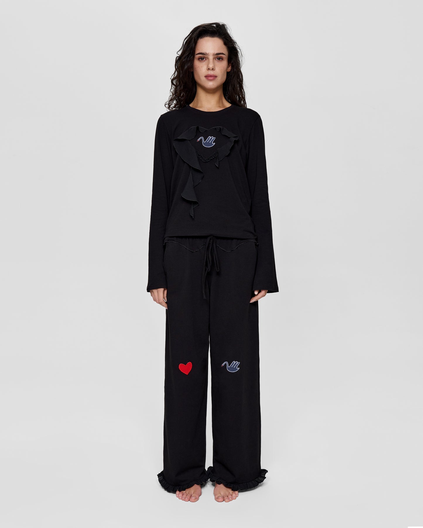 Top with Heart and Swan in Brown