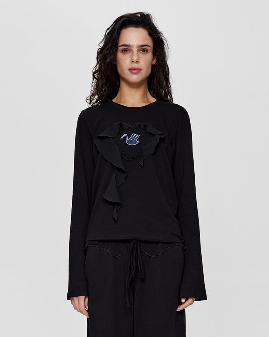 Top with Heart and Swan in Brown