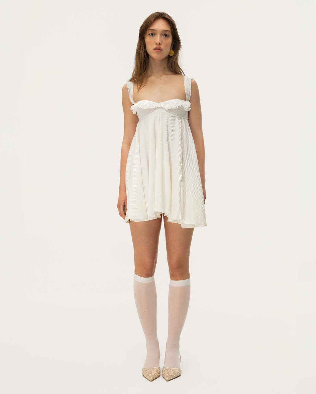 Dress with Ruffles in White