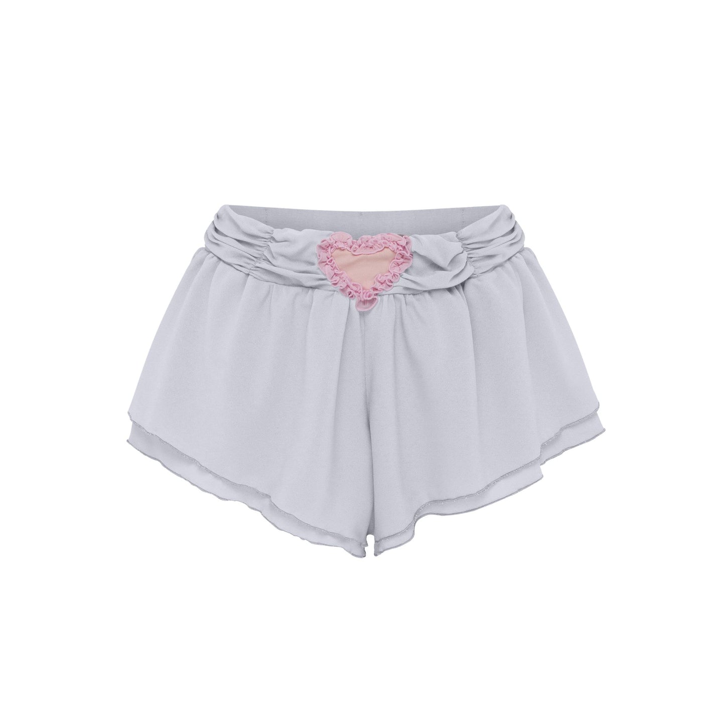 Shorts with Heart and Draping in Grey