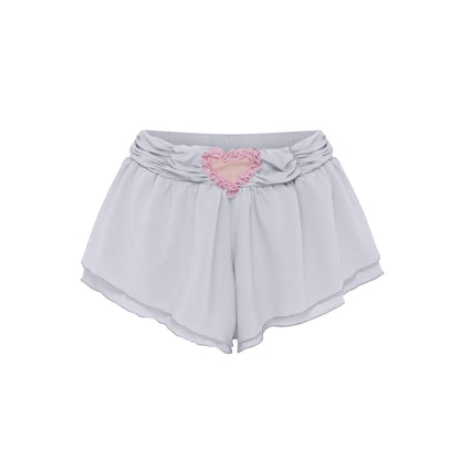 Shorts with Heart and Draping in Grey