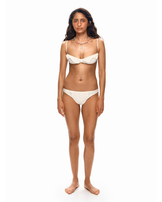 Bikini Bottoms with Waves in White