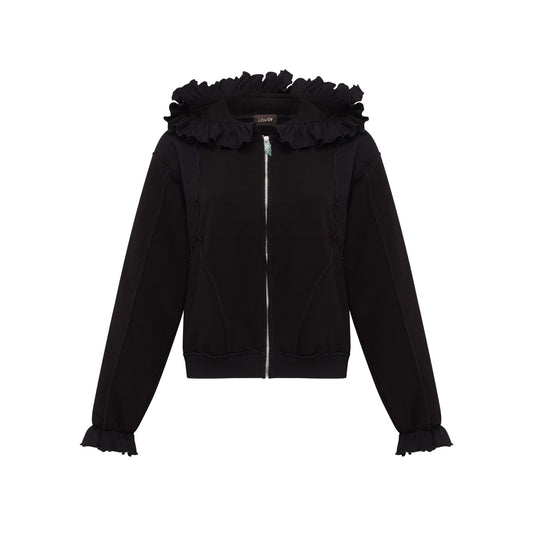 Hoodie with Zipper in Black