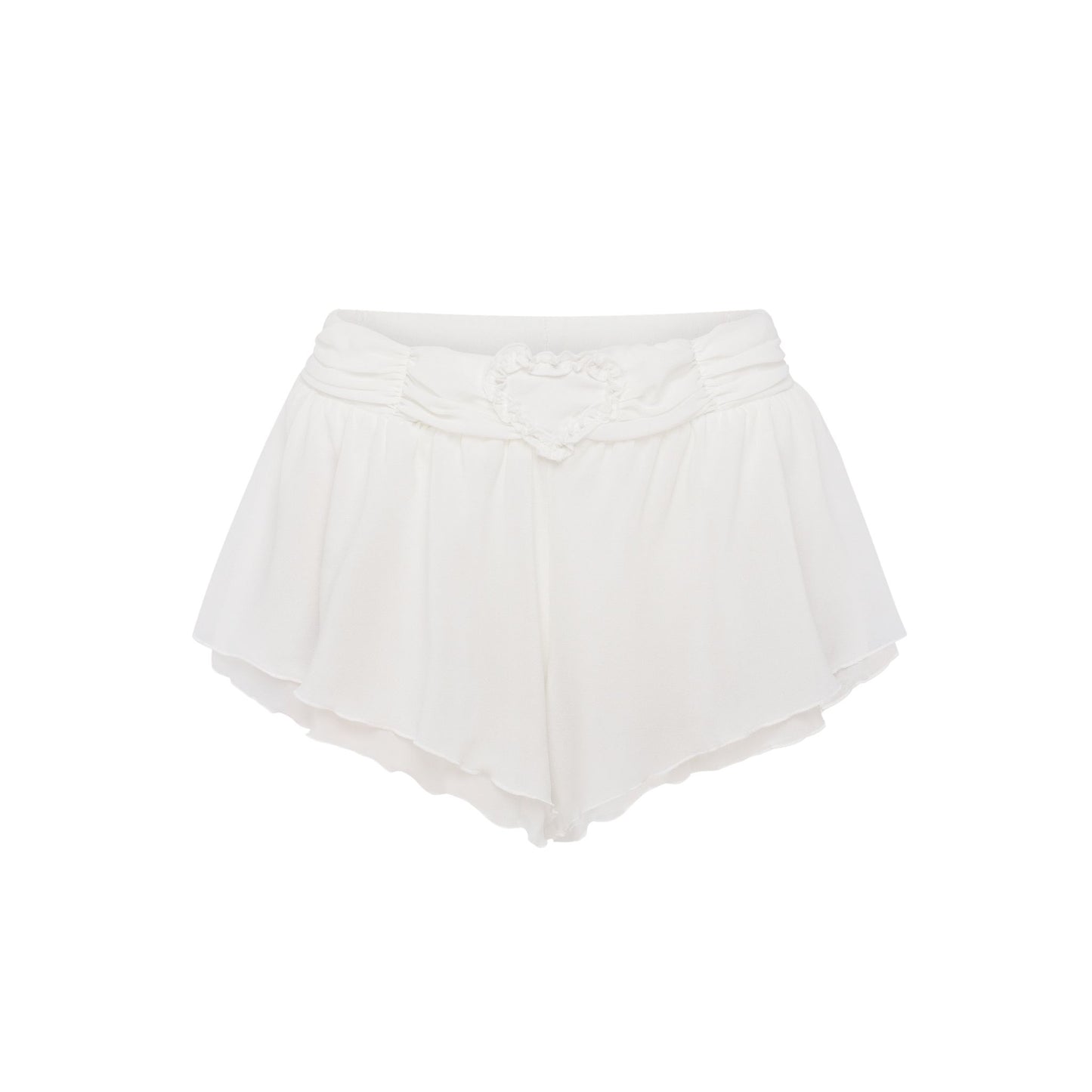 Shorts with Heart and Draping in White