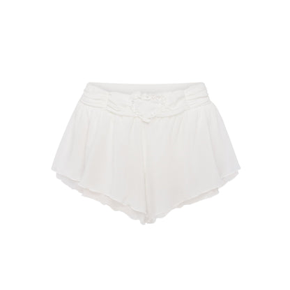 Shorts with Heart and Draping in White