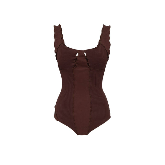Wavy Bodysuit in Brown