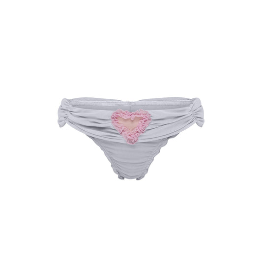 Tanga with Heart and Ruffles in Grey