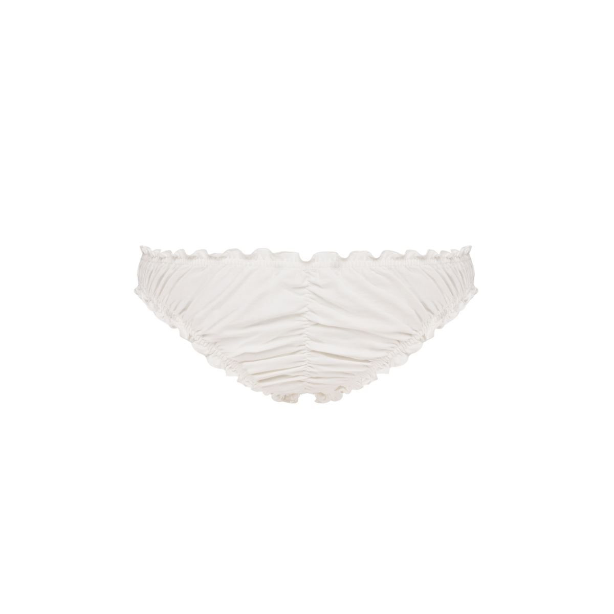White tanga with ruffled waistband and ruched back