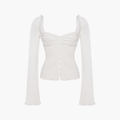 Top with Draped Neckline in White