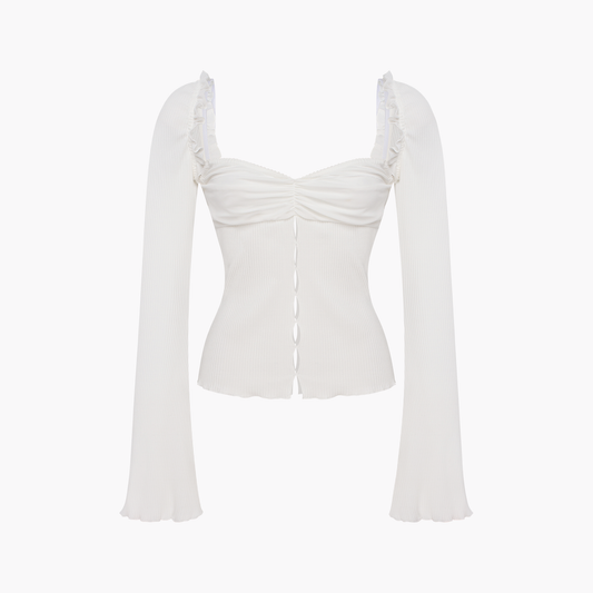Top with Draped Neckline in White